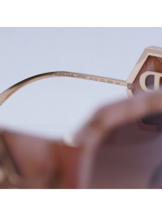 Philipp Plein SPP067 06Z8 Sunglasses Shiny Pink Marble/Gold Square Frame main image 7